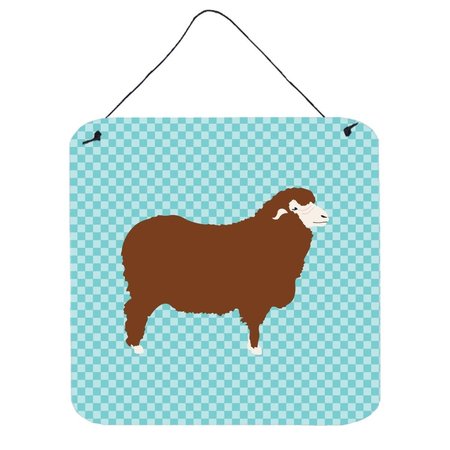 MICASA Merino Sheep Blue Check Wall or Door Hanging Prints6 x 6 in. MI229820